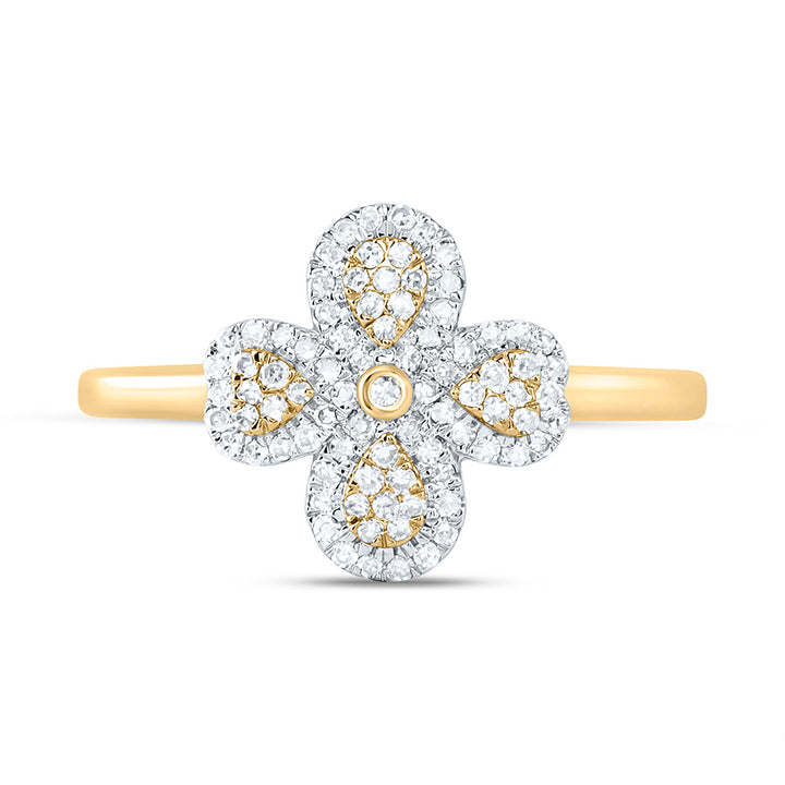 1/4CTW-NAT DIA NK FASHION HEART PEAR FLOWER RING Daisy Joyeria