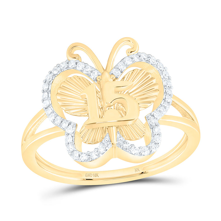 1/6CTW-NAT DIA NK FASHION  BUTTERFLY RING Daisy Joyeria