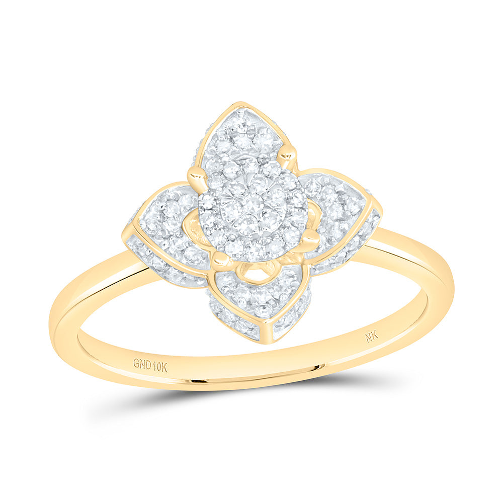 1/4CTW-NAT DIA NK FASHION CLOVER RING Daisy Joyeria