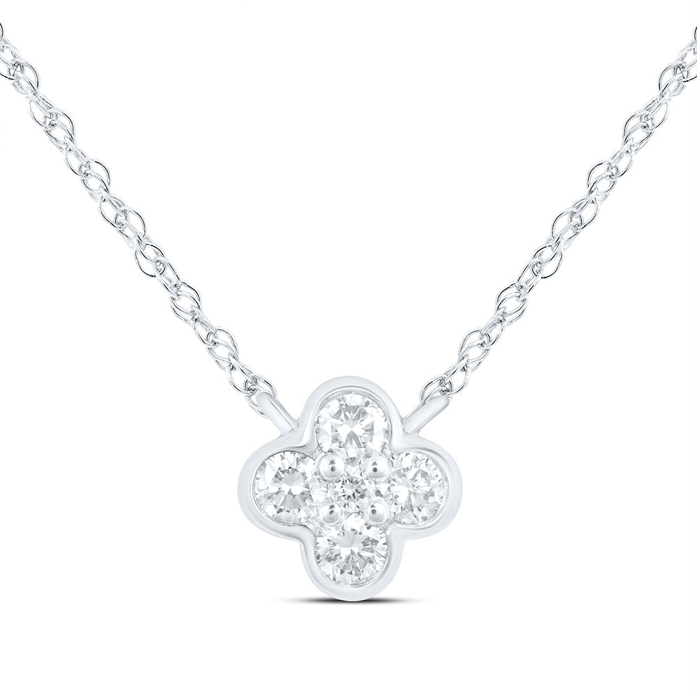 1/6CTW-NAT DIA NK FASHION CLOVER NECKLACE (17 INCH) Daisy Joyeria