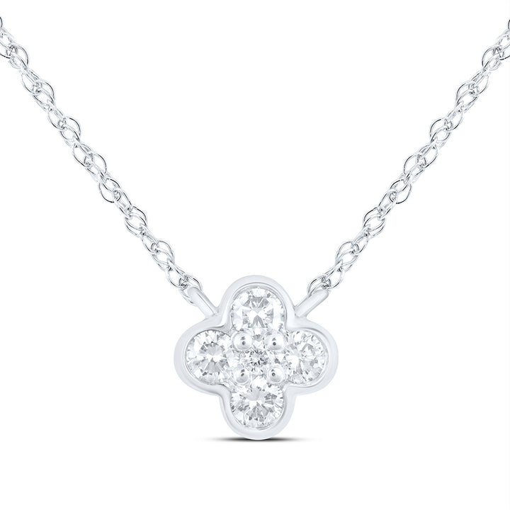 1/6CTW-NAT DIA NK FASHION CLOVER NECKLACE (17 INCH) Daisy Joyeria