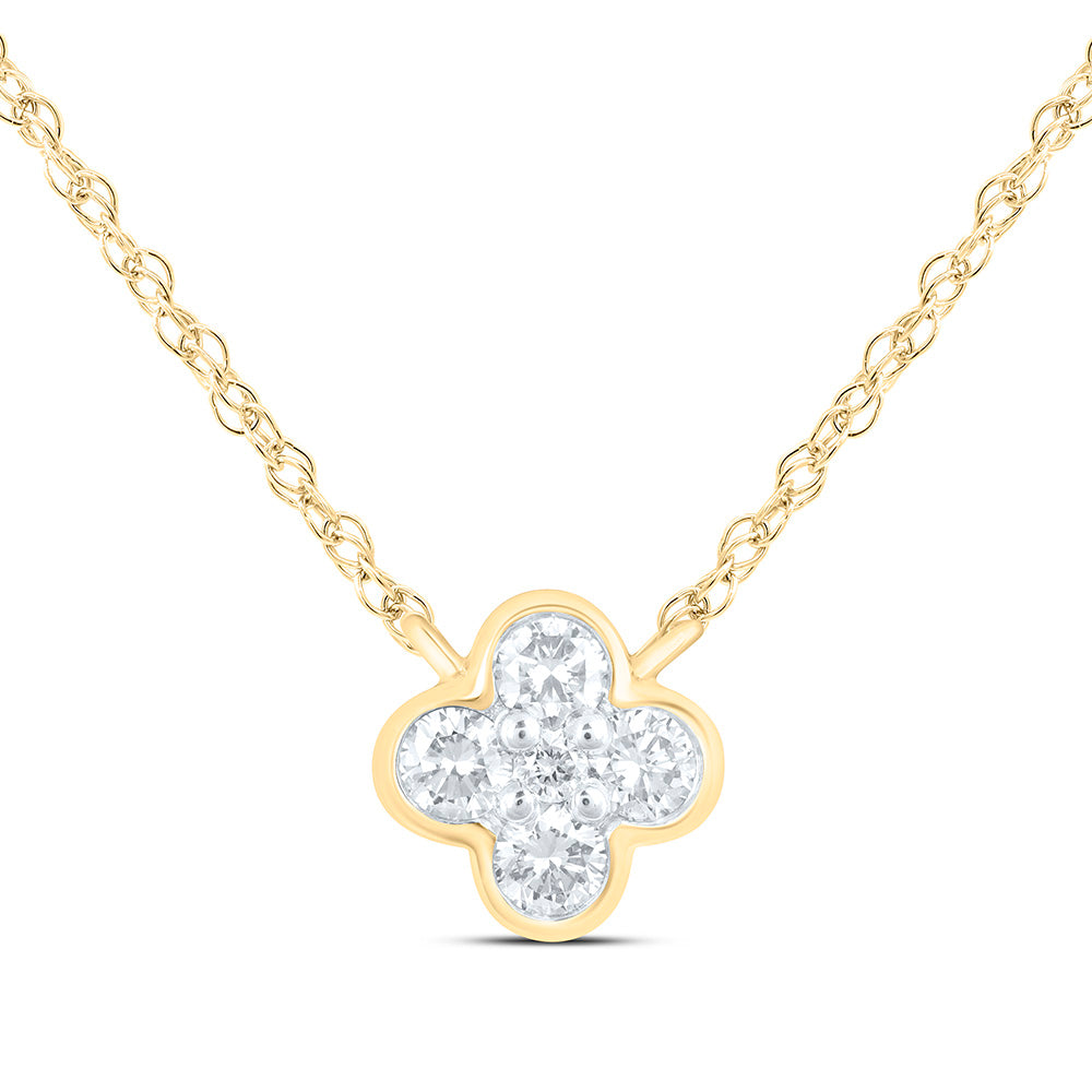 1/6CTW-NAT DIA NK FASHION CLOVER NECKLACE (17 INCH) Daisy Joyeria