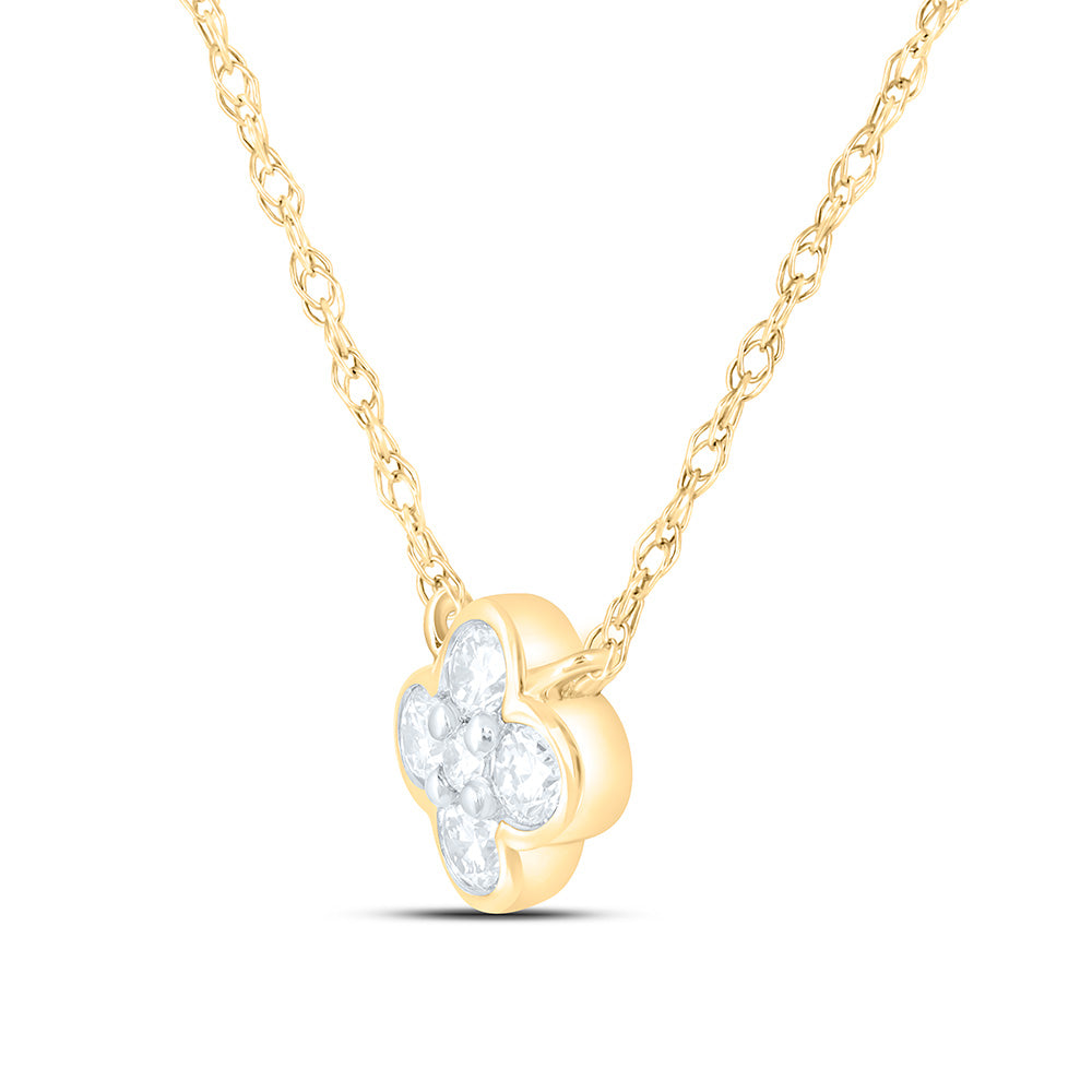 1/6CTW-NAT DIA NK FASHION CLOVER NECKLACE (17 INCH) Daisy Joyeria