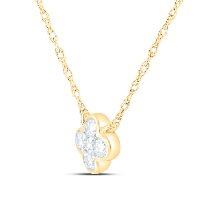1/6CTW-NAT DIA NK FASHION CLOVER NECKLACE (17 INCH) Daisy Joyeria
