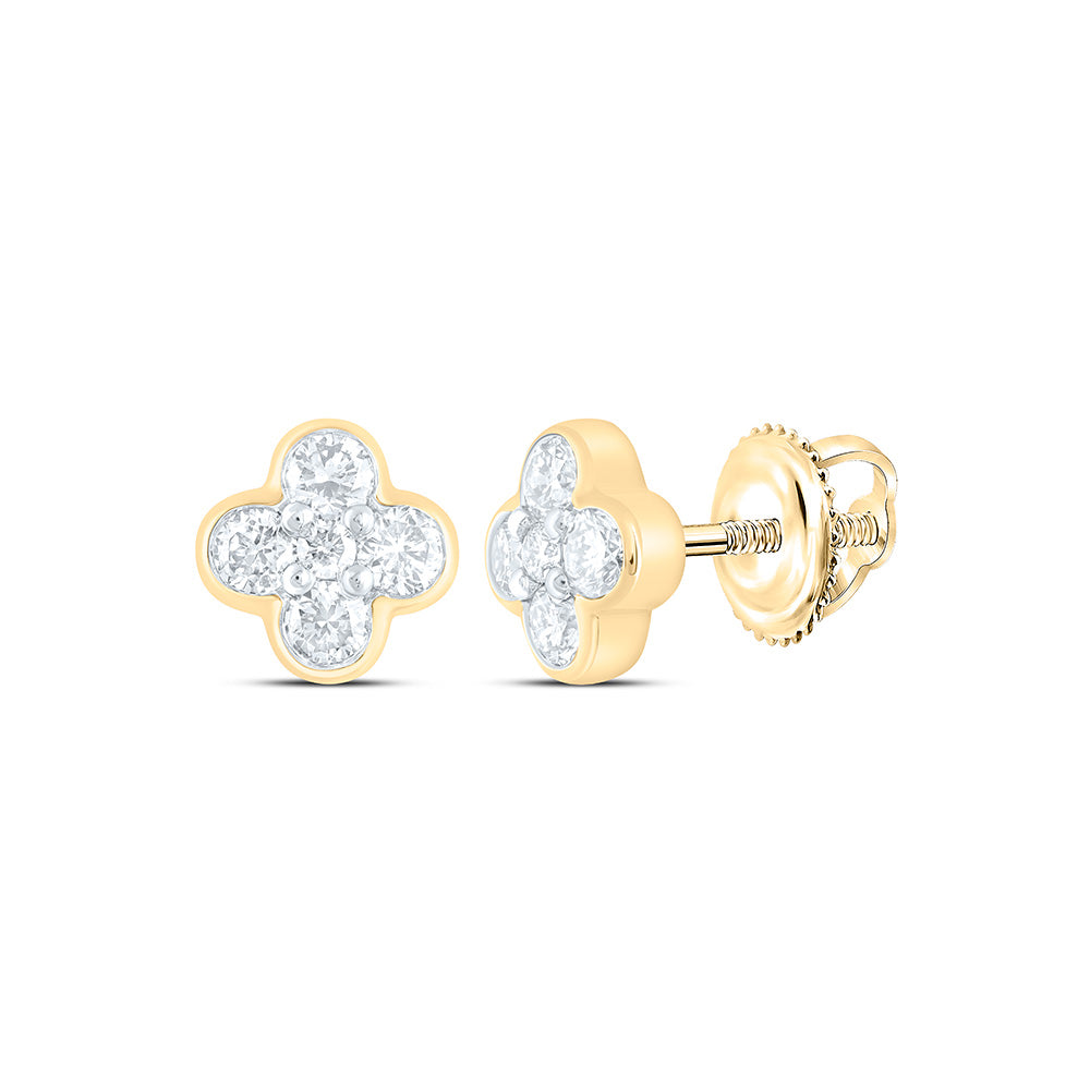 1/4CTW-NAT DIA NK FASHION CLOVER EARRING Daisy Joyeria