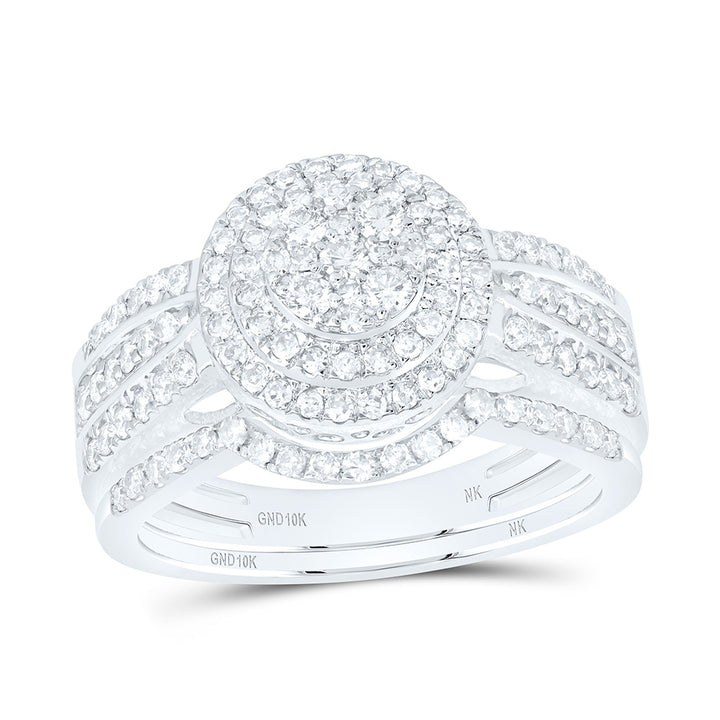 7/8CTW-NAT DIA NK ROUND DOUBLE HALO BRIDAL SET Daisy Joyeria