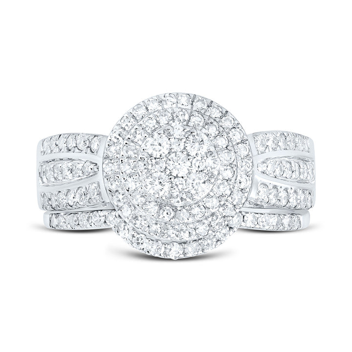 7/8CTW-NAT DIA NK ROUND DOUBLE HALO BRIDAL SET Daisy Joyeria