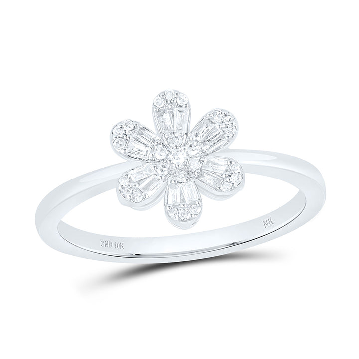 1/6CTW-NAT DIA NK FASHION FLOWER RING Daisy Joyeria