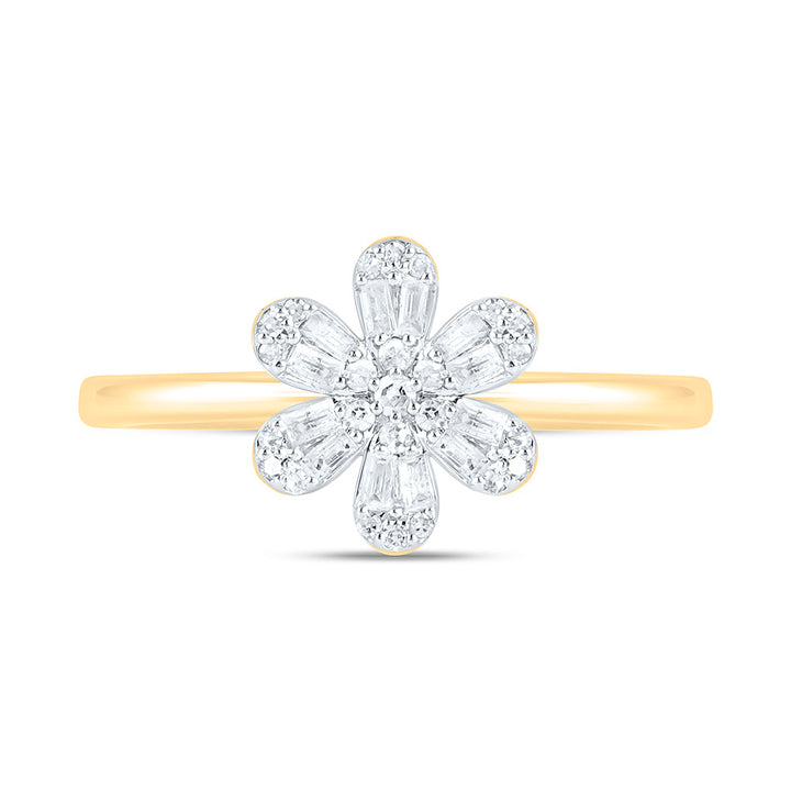1/6CTW-NAT DIA NK FASHION FLOWER RING Daisy Joyeria