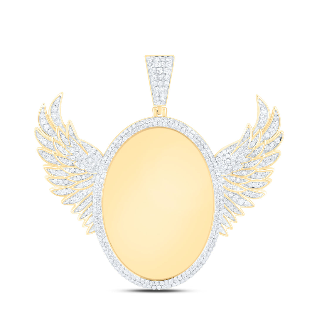7/8CTW-NAT DIA NK FASHION WING ROUND MEMORY PENDANT Daisy Joyeria