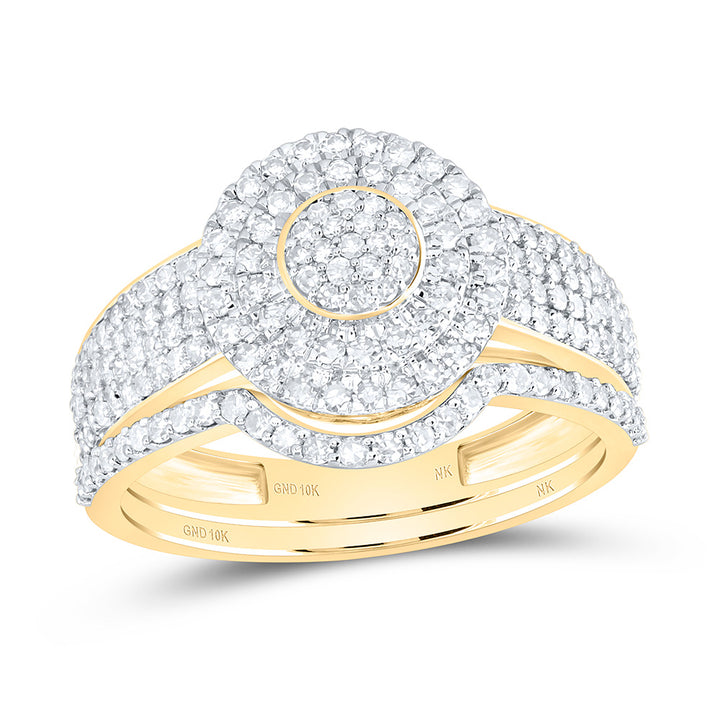 3/4CTW-NAT DIA NK FASHION DOUBLE HALO BRIDAL SET Daisy Joyeria