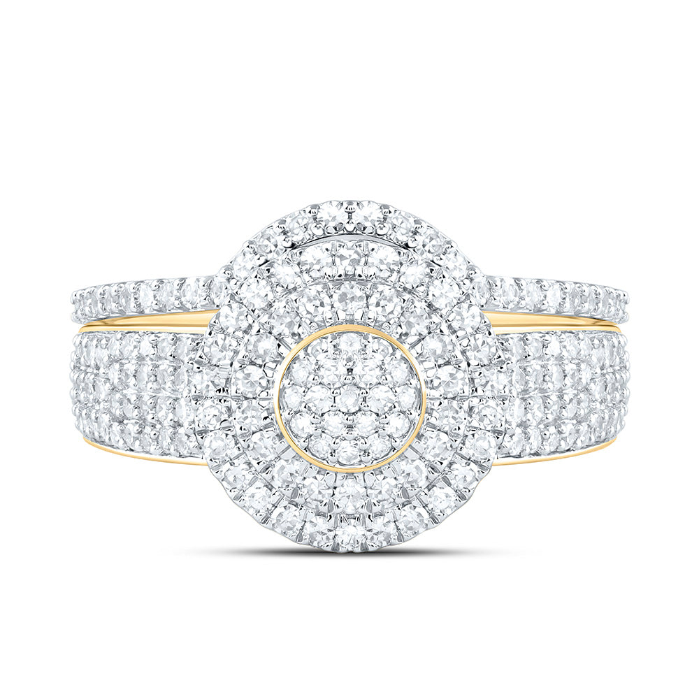 3/4CTW-NAT DIA NK FASHION DOUBLE HALO BRIDAL SET Daisy Joyeria