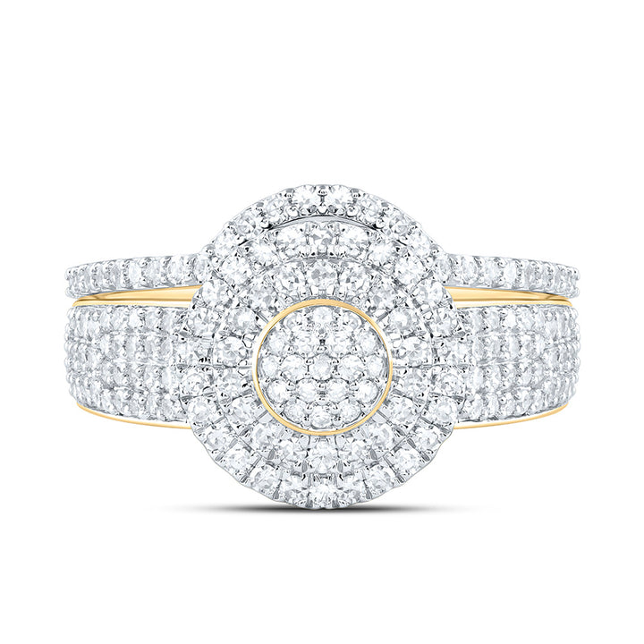 3/4CTW-NAT DIA NK FASHION DOUBLE HALO BRIDAL SET Daisy Joyeria