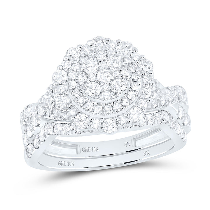 1 1/5CTW-NAT DIA NK FASHION DOUBLE HALO BRIDAL SET Daisy Joyeria