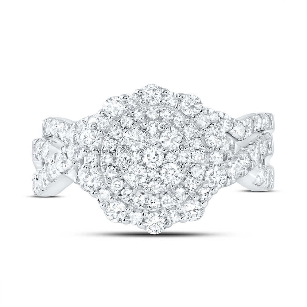 1 1/5CTW-NAT DIA NK FASHION DOUBLE HALO BRIDAL SET Daisy Joyeria