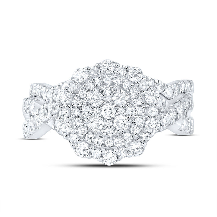 1 1/5CTW-NAT DIA NK FASHION DOUBLE HALO BRIDAL SET Daisy Joyeria