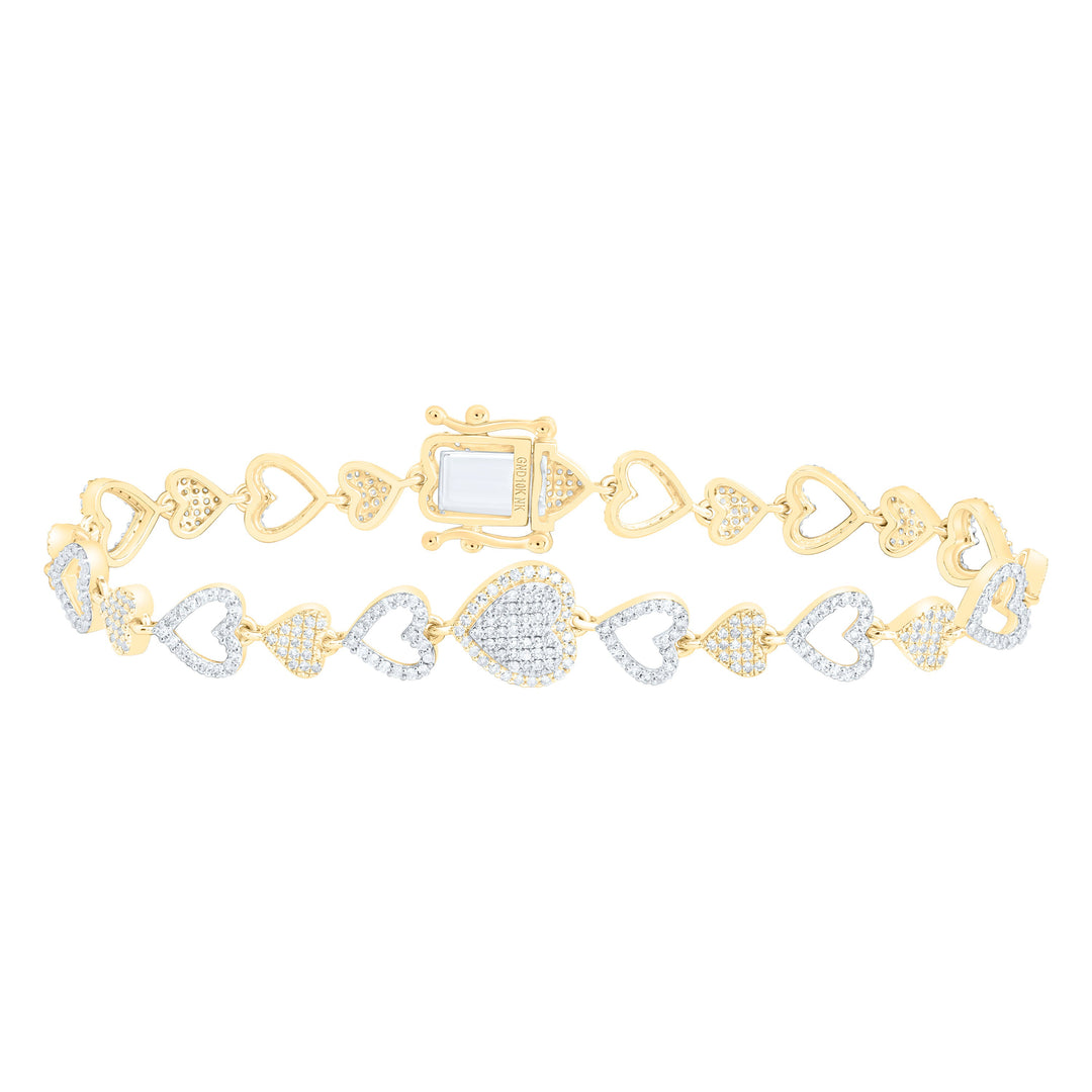 1 5/8CTW-NAT DIA NK FASHION HEART BRACELET (7 INCH) Daisy Joyeria