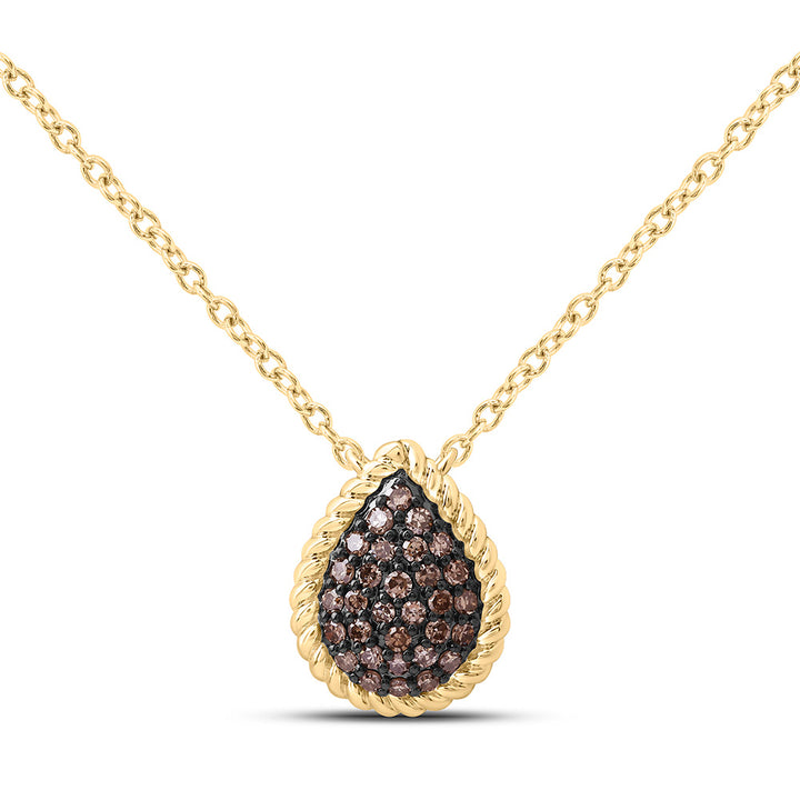 1/5CTW-NAT DIA FASHION COGNAC NATURAL PEAR NECKLACE (18 INCH) Daisy Joyeria