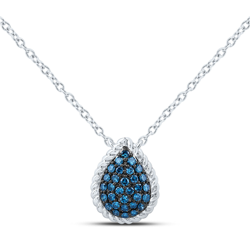 1/5CTW-NAT DIA FASHION BLUE DIAMOND PEAR NECKLACE (18 INCH) Daisy Joyeria