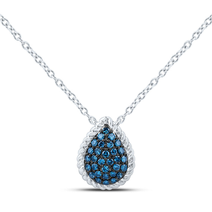 1/5CTW-NAT DIA FASHION BLUE DIAMOND PEAR NECKLACE (18 INCH) Daisy Joyeria
