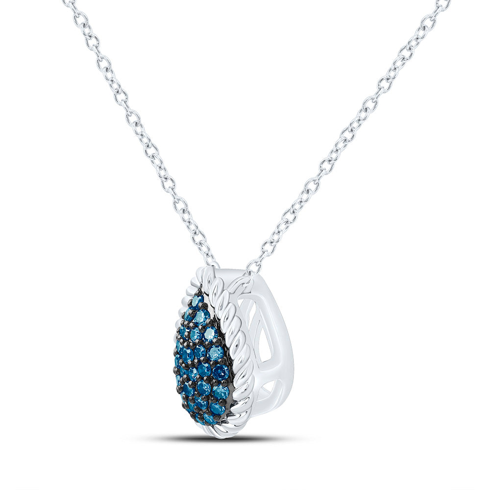 1/5CTW-NAT DIA FASHION BLUE DIAMOND PEAR NECKLACE (18 INCH) Daisy Joyeria