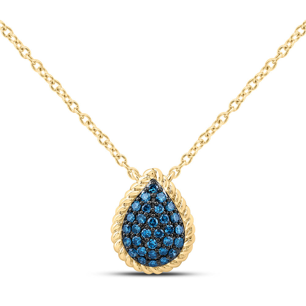 1/5CTW-NAT DIA FASHION BLUE DIAMOND PEAR NECKLACE (18 INCH) Daisy Joyeria