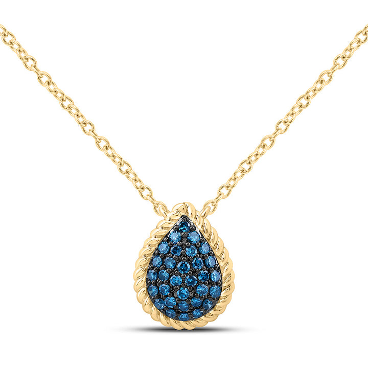 1/5CTW-NAT DIA FASHION BLUE DIAMOND PEAR NECKLACE (18 INCH) Daisy Joyeria