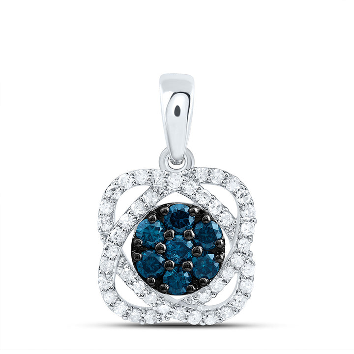 1/2CTW-NAT DIA P1 GIFT BLUE DIAMOND FLOWER PENDANT Daisy Joyeria