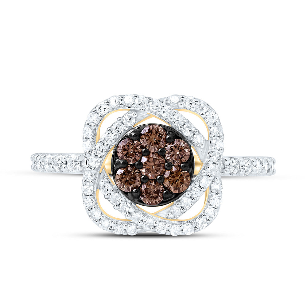 5/8CTW-NAT DIA P1 GIFT COGNAC NATURAL FLOWER RING Daisy Joyeria