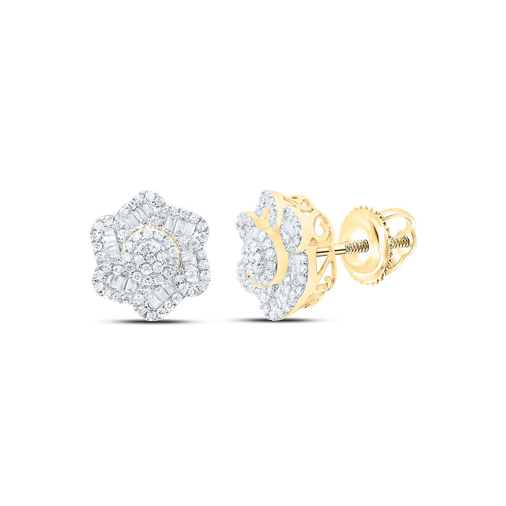 3/4CTW-NAT DIA CN FASHION FLOWER EARRING Daisy Joyeria