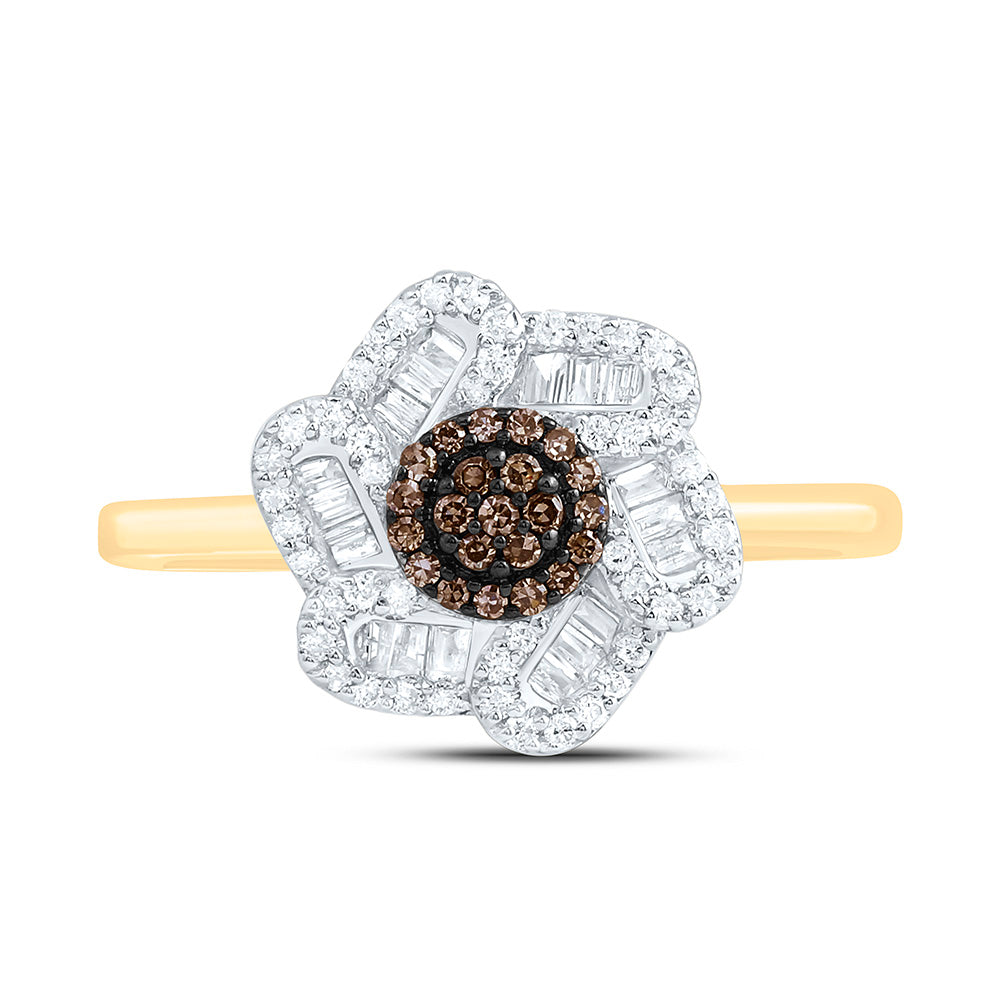 1/3CTW-NAT DIA CN COGNAC NATURAL FLOWER RING Daisy Joyeria