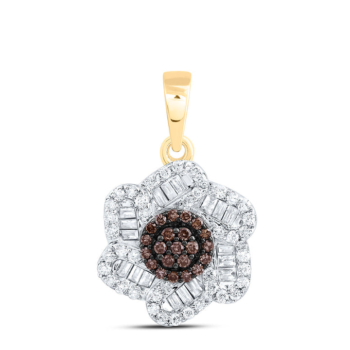 3/8CTW-NAT DIA CN COGNAC NATURAL FLOWER PENDANT Daisy Joyeria