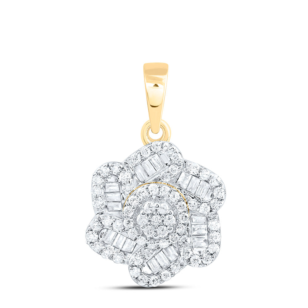 3/8CTW-NAT DIA CN FASHION FLOWER PENDANT Daisy Joyeria
