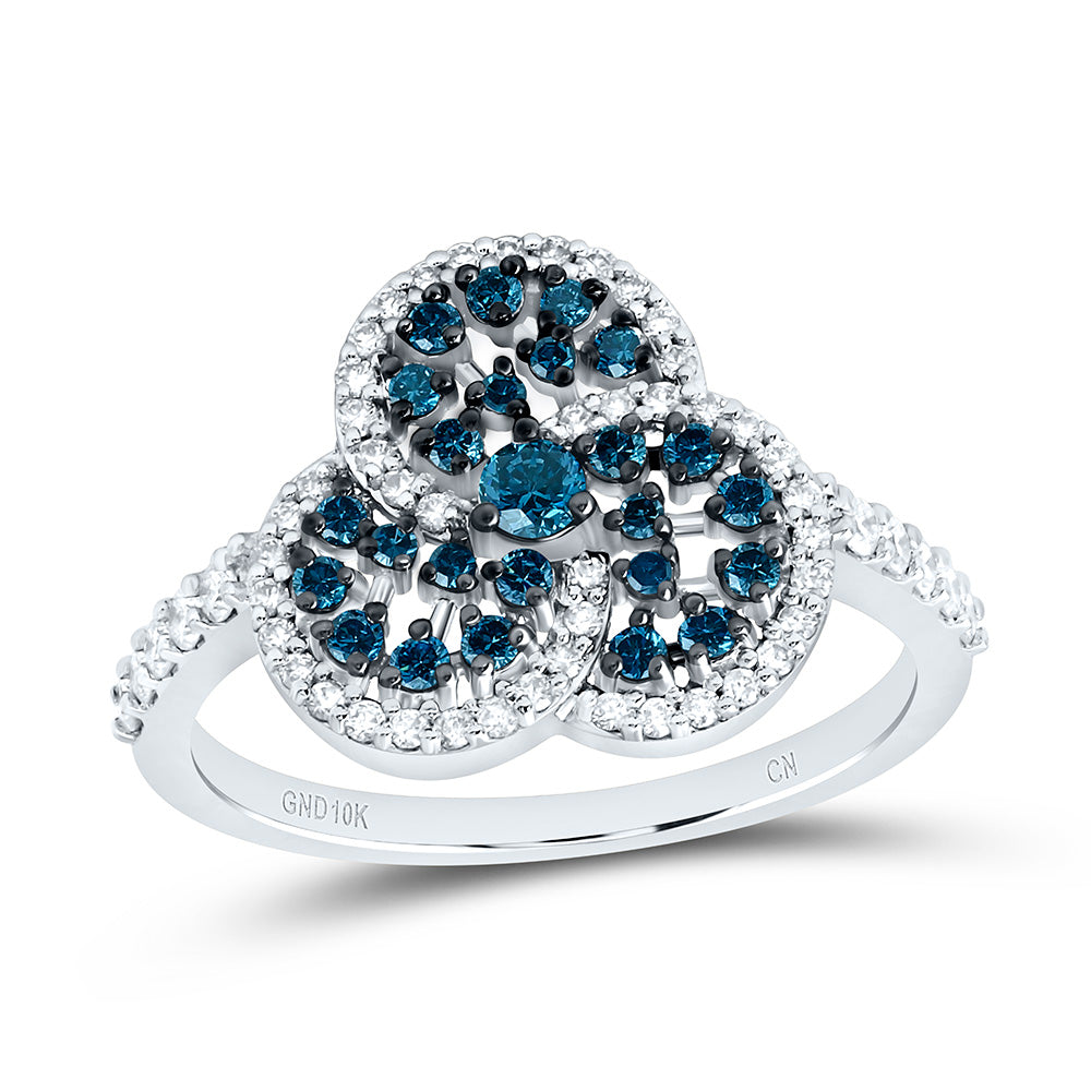 1/2CTW-NAT DIA CN BLUE DIAMOND TRINITY ROUND RING Daisy Joyeria