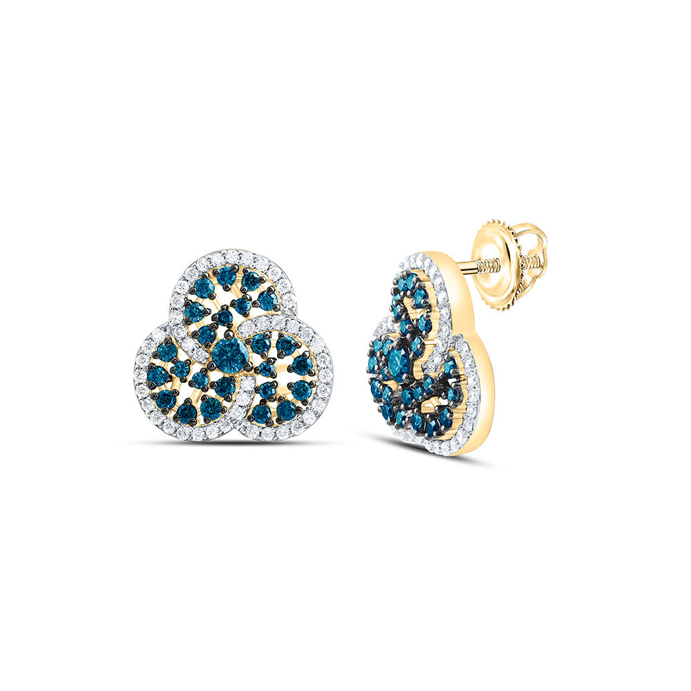 7/8CTW-NAT DIA CN BLUE DIAMOND TRINITY EARRING Daisy Joyeria