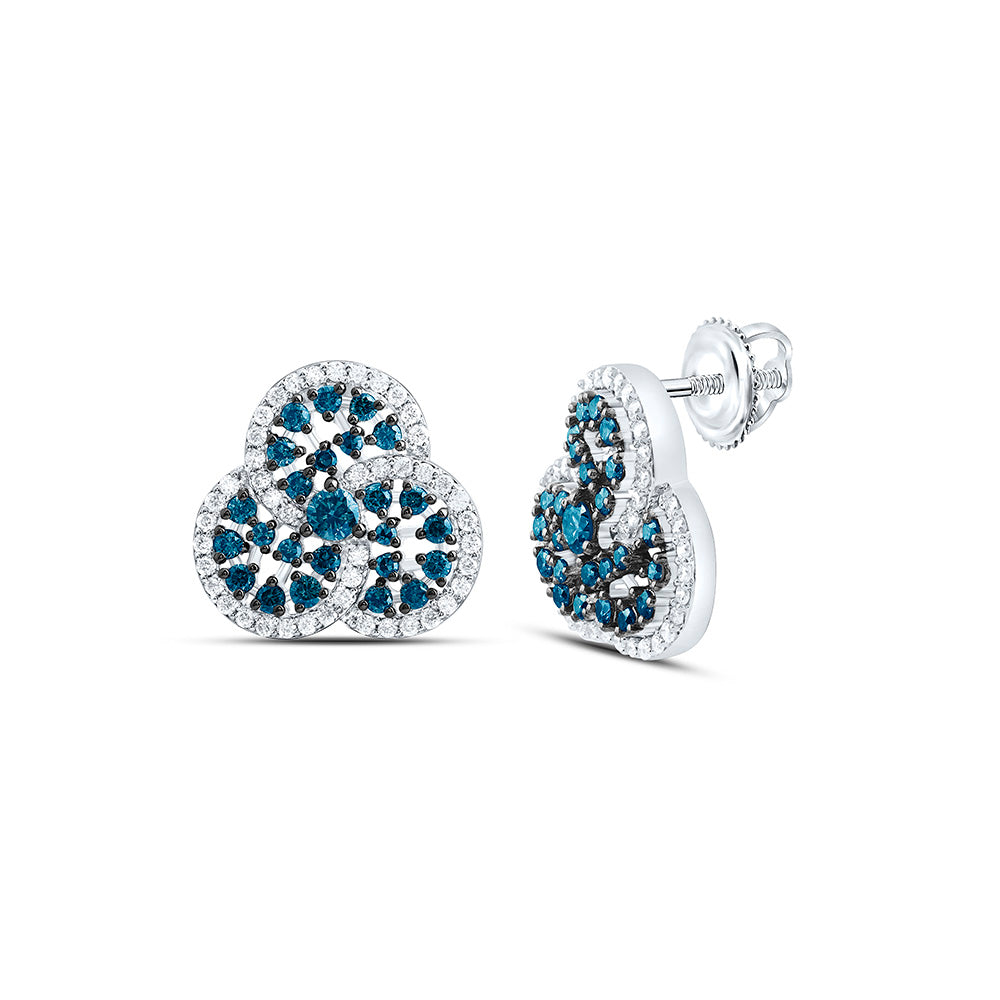7/8CTW-NAT DIA CN BLUE DIAMOND TRINITY EARRING Daisy Joyeria