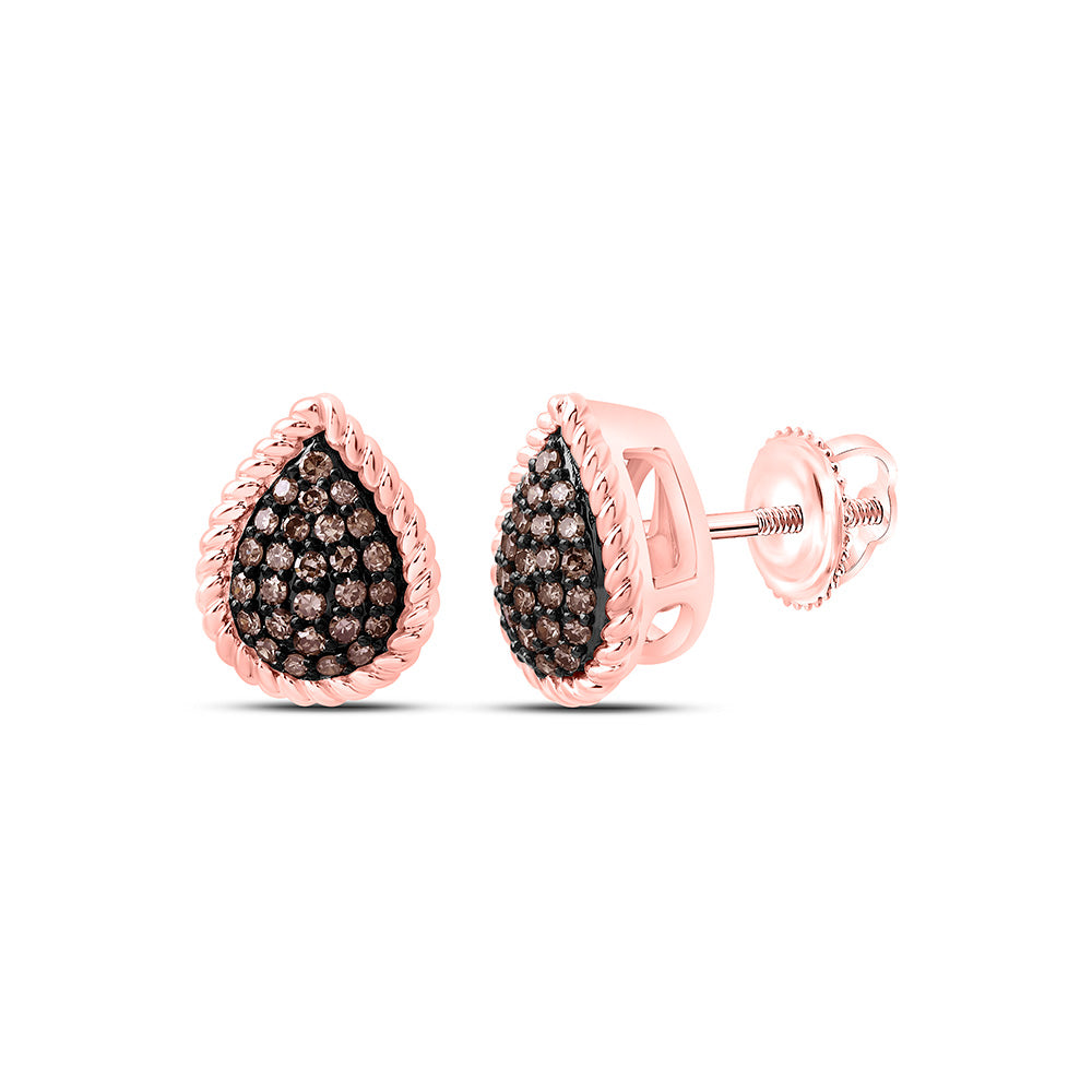 1/4CTW-NAT DIA FASHION COGNAC NATURAL PEAR EARRING Daisy Joyeria
