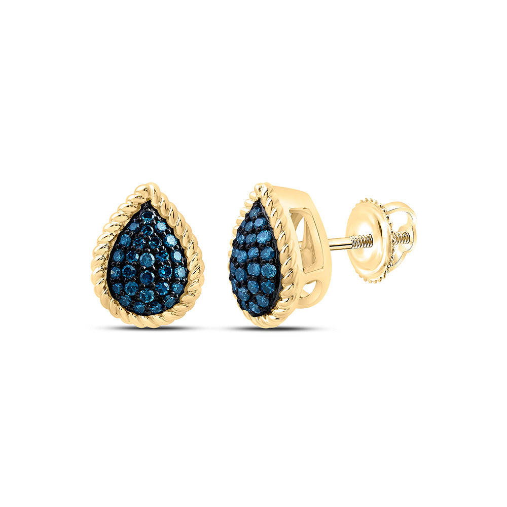 1/4CTW-NAT DIA BLUE DIAMOND PEAR EARRING Daisy Joyeria