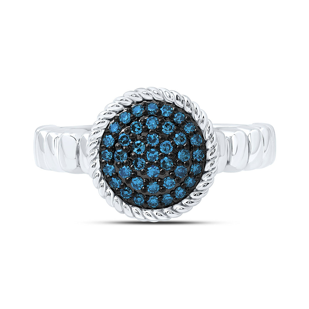 1/4CTW-NAT DIA FASHION BLUE DIAMOND ROUND RING Daisy Joyeria