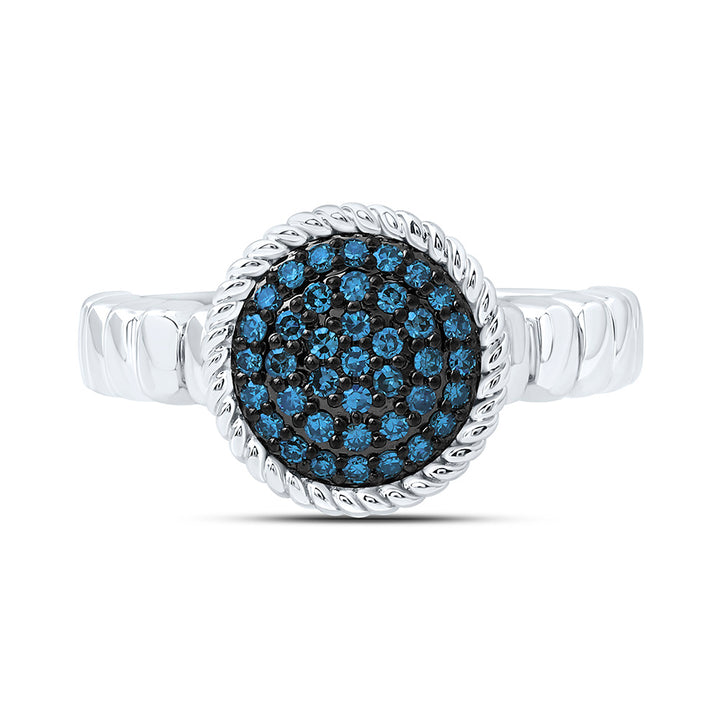 1/4CTW-NAT DIA FASHION BLUE DIAMOND ROUND RING Daisy Joyeria