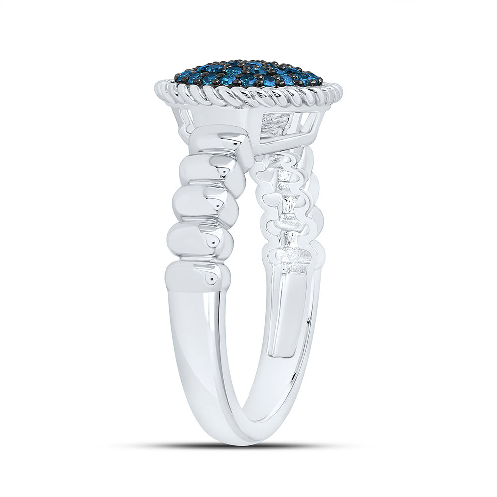 1/4CTW-NAT DIA FASHION BLUE DIAMOND ROUND RING Daisy Joyeria