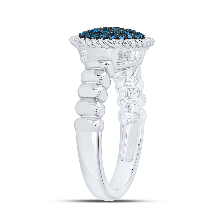 1/4CTW-NAT DIA FASHION BLUE DIAMOND ROUND RING Daisy Joyeria