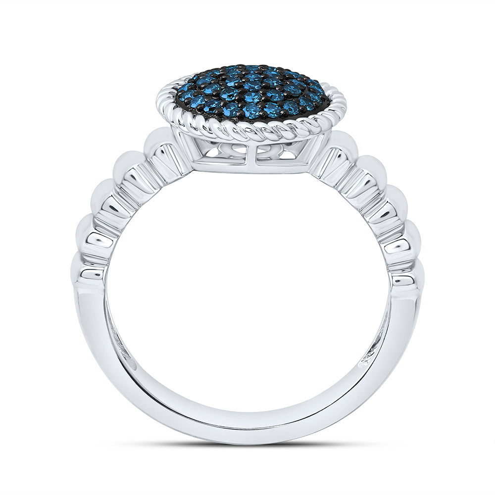 1/4CTW-NAT DIA FASHION BLUE DIAMOND ROUND RING Daisy Joyeria
