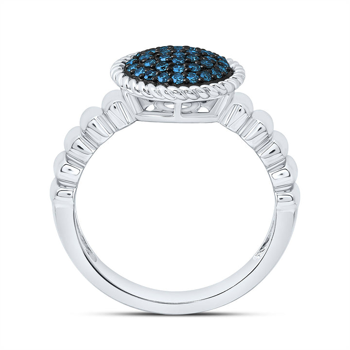 1/4CTW-NAT DIA FASHION BLUE DIAMOND ROUND RING Daisy Joyeria