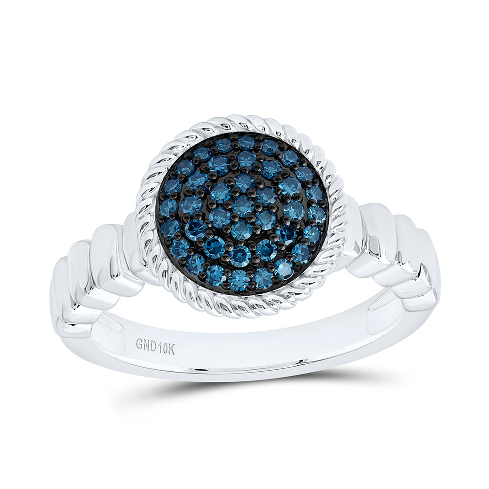 1/4CTW-NAT DIA FASHION BLUE DIAMOND ROUND RING Daisy Joyeria