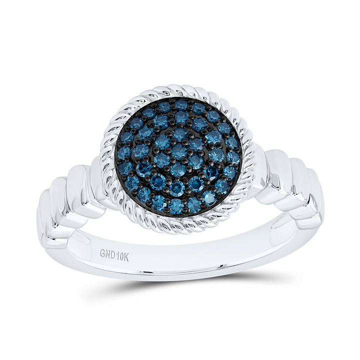 1/4CTW-NAT DIA FASHION BLUE DIAMOND ROUND RING Daisy Joyeria
