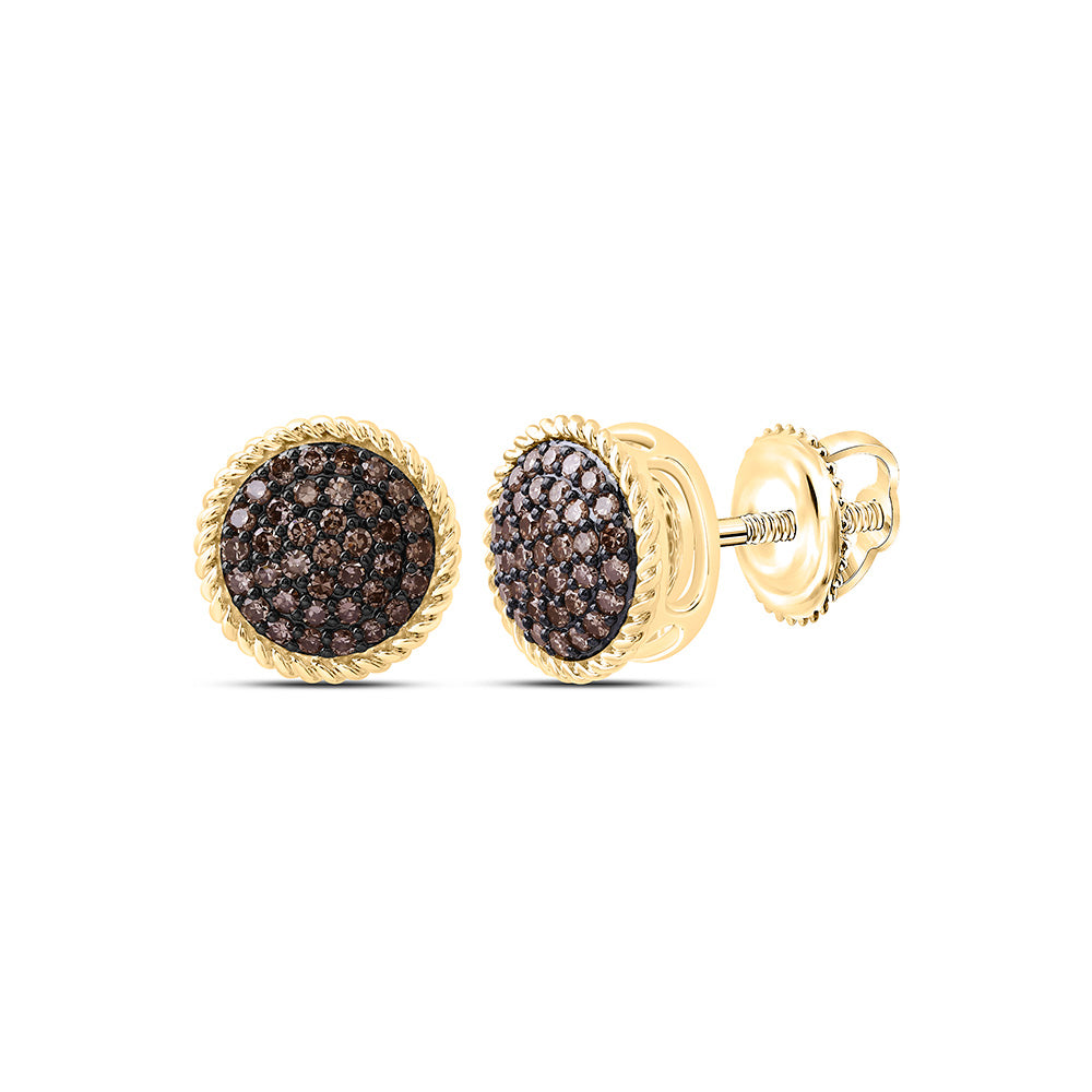 3/8CTW-NAT DIA FASHION COGNAC NATURAL ROUND EARRING Daisy Joyeria