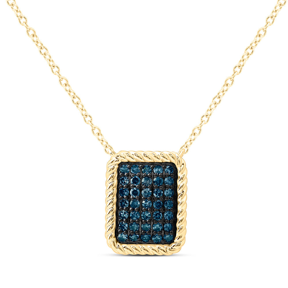 1/4CTW-NAT DIA FASHION BLUE DIAMOND EMERALD NECKLACE (18 INCH) Daisy Joyeria