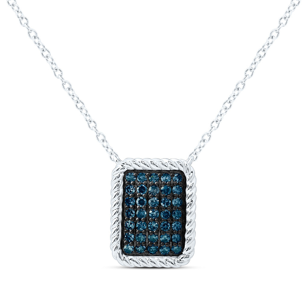 1/4CTW-NAT DIA FASHION BLUE DIAMOND EMERALD NECKLACE (18 INCH) Daisy Joyeria