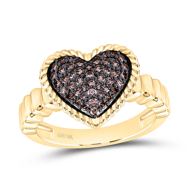 1/4CTW-NAT DIA FASHION COGNAC NATURAL HEART RING Daisy Joyeria